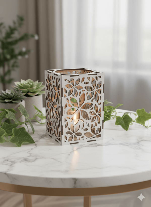 ljuslyktan Lily- vit med kork