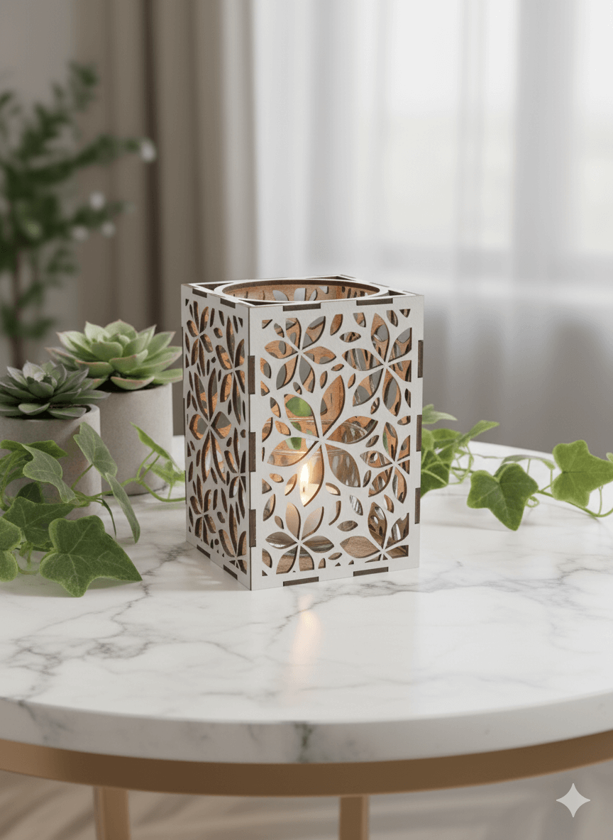 ljuslyktan Lily- vit med kork