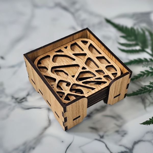 Glass coaster stone pattern in oiled Oak