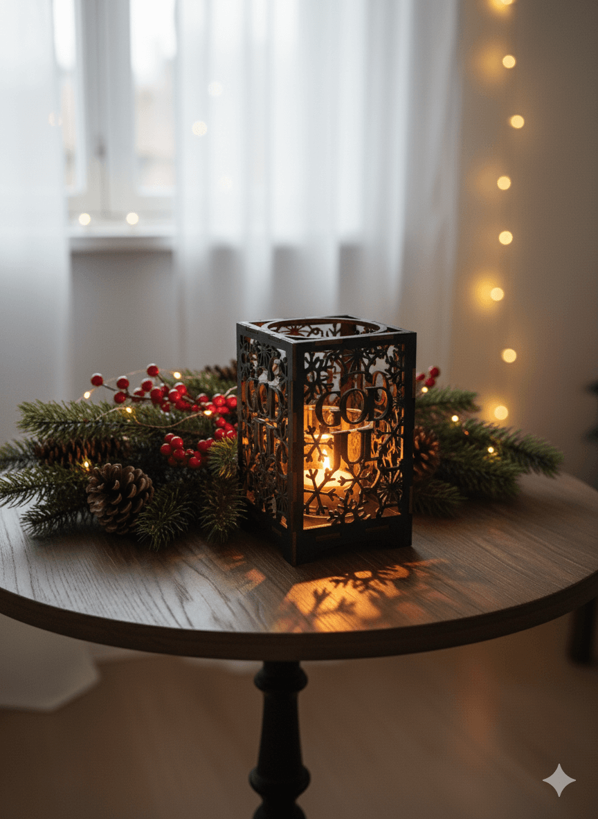 God Jul lyckta med ben svart