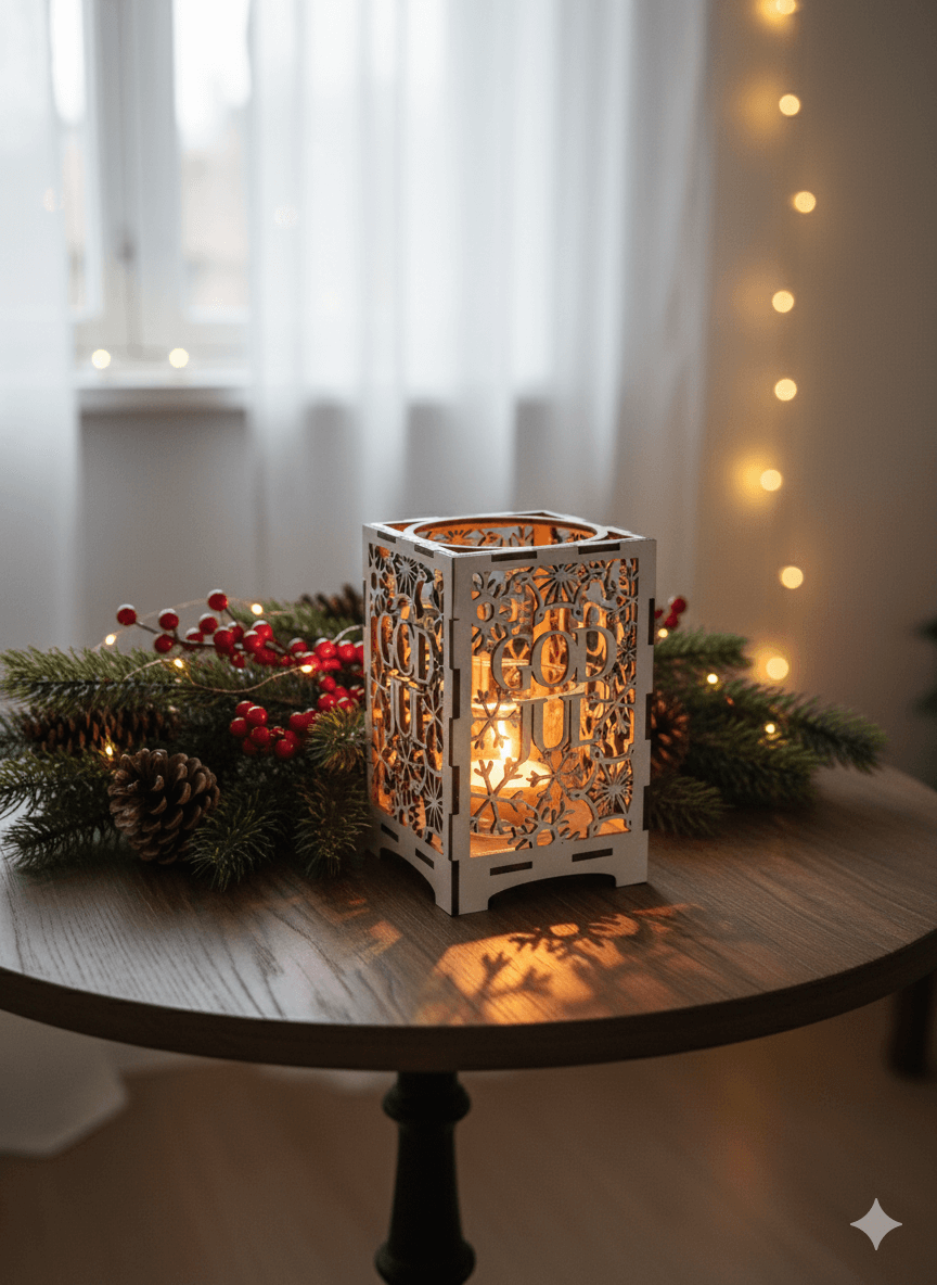 God Jul lyckta med ben vit