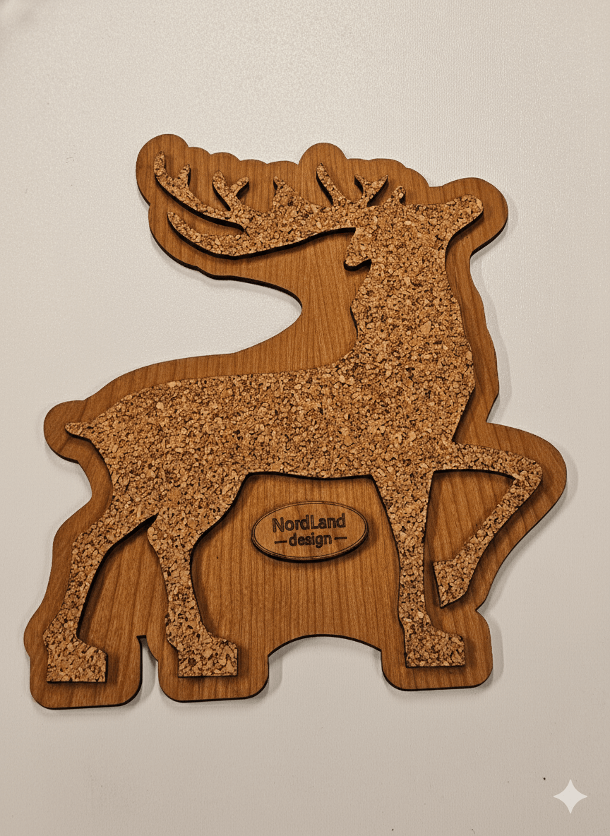 Grytunderlägg hjort i körsbär och kork