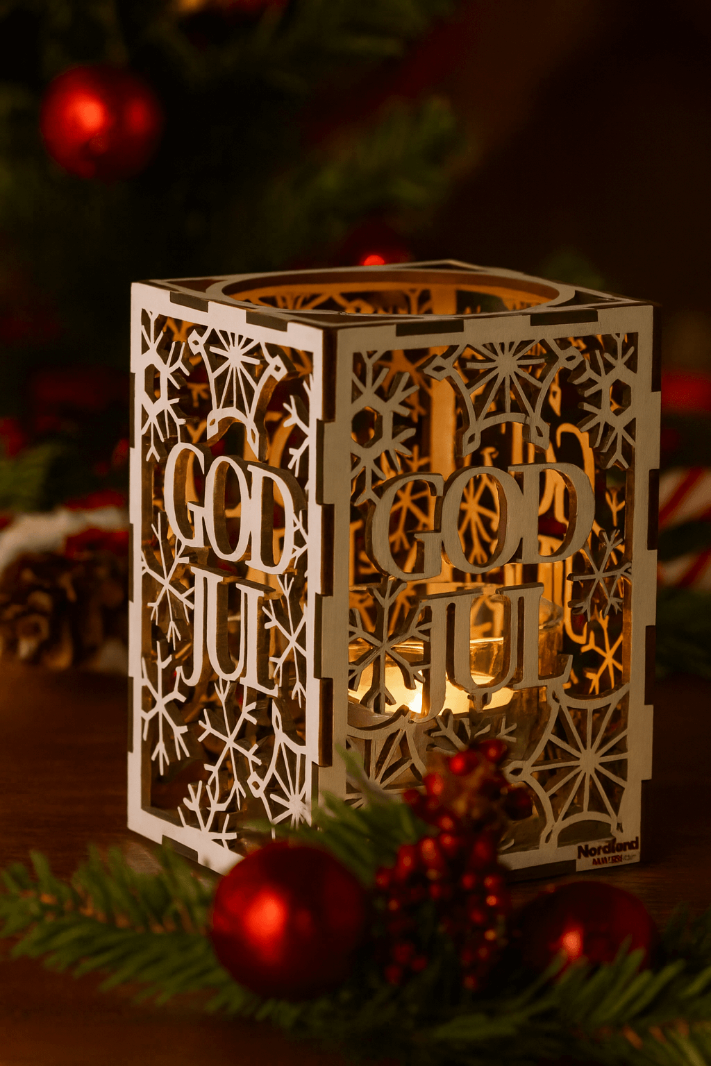 Luslykta vit med kork god jul