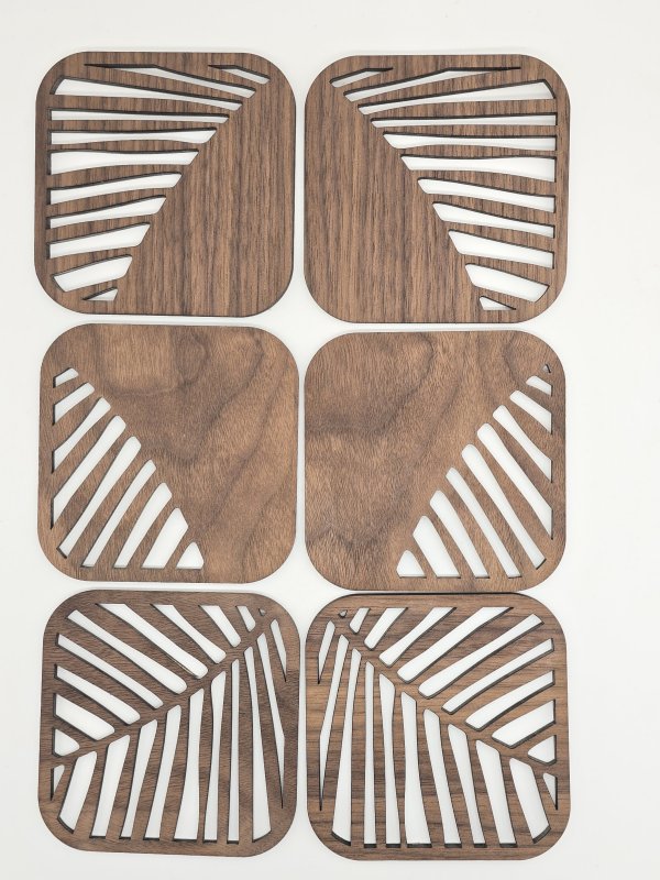 Saga glasunderlägg samling valnöt