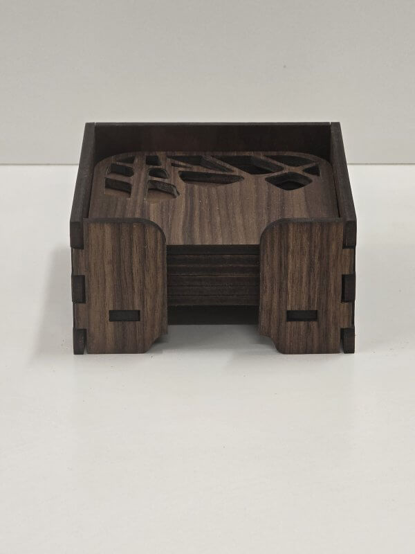 Stenar glasunderlägg valnöt box