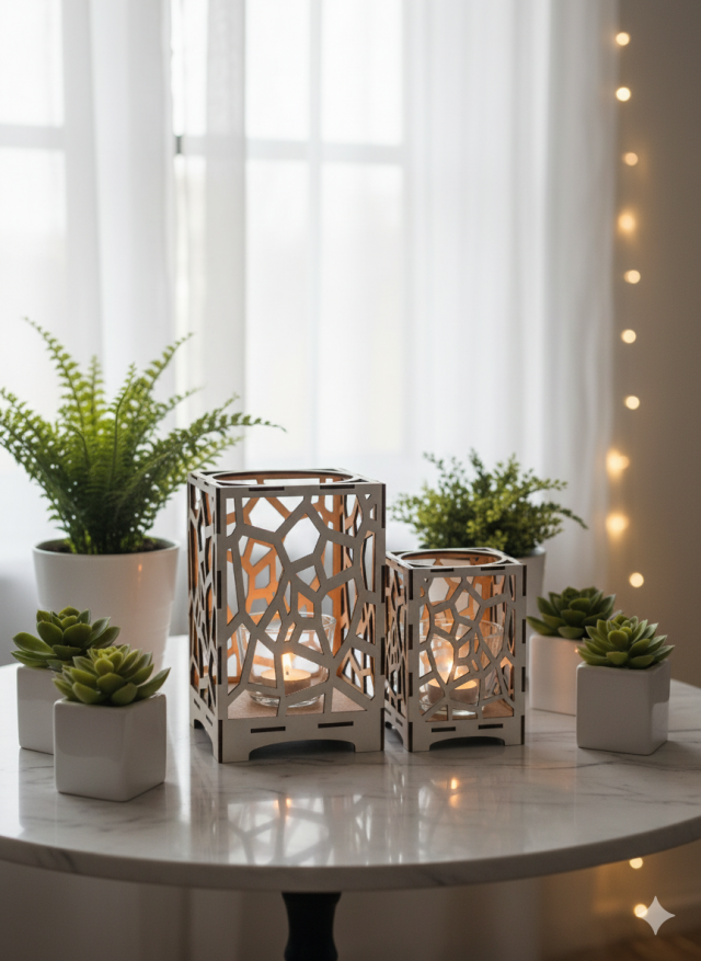 Stenar ljuslykta vit med ben liten medium