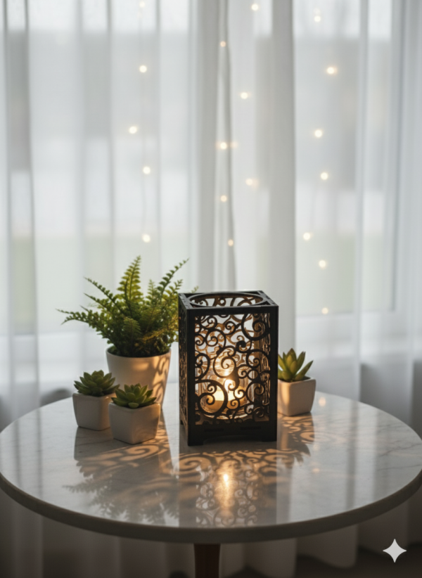 Vind ljuslykta med ben svart