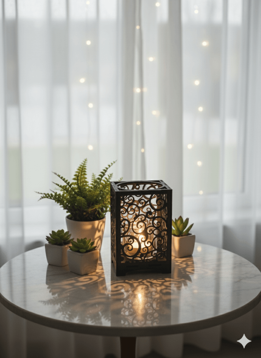 Vind ljuslykta med ben svart