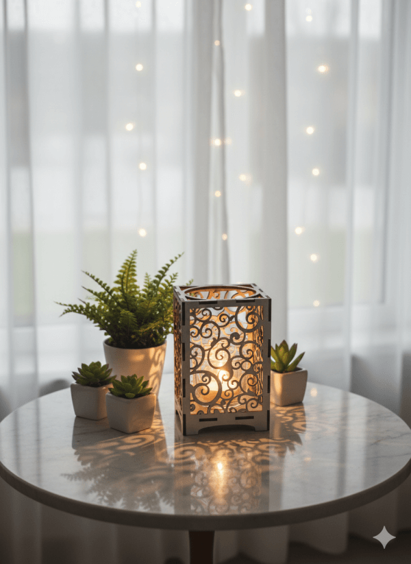 Vind ljuslykta med ben vit