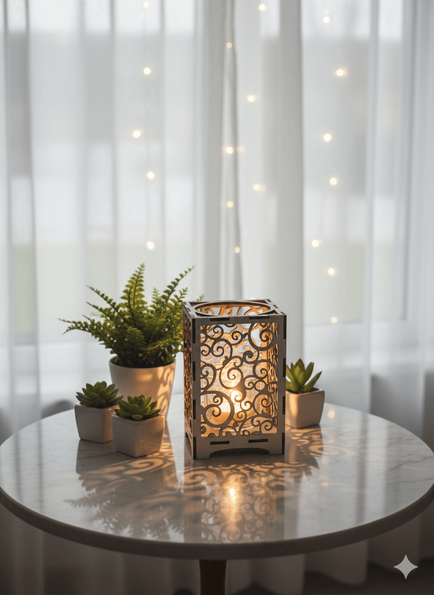 Vind ljuslykta med ben vit