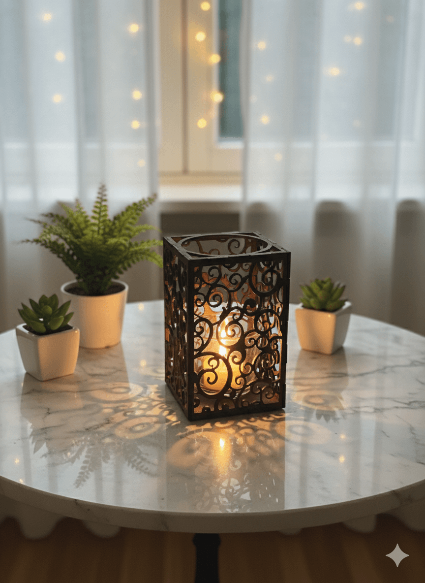 Vind ljuslykta med kork svart