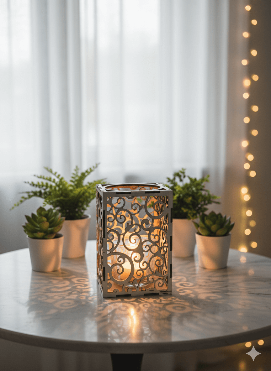 Vind ljuslykta med kork vit