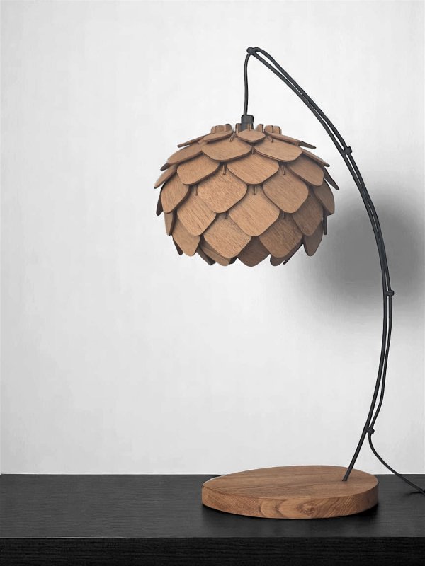 Isabella lux bordslampa i trä med fot av ek. E14 med 1.6m kabel - Bild 7
