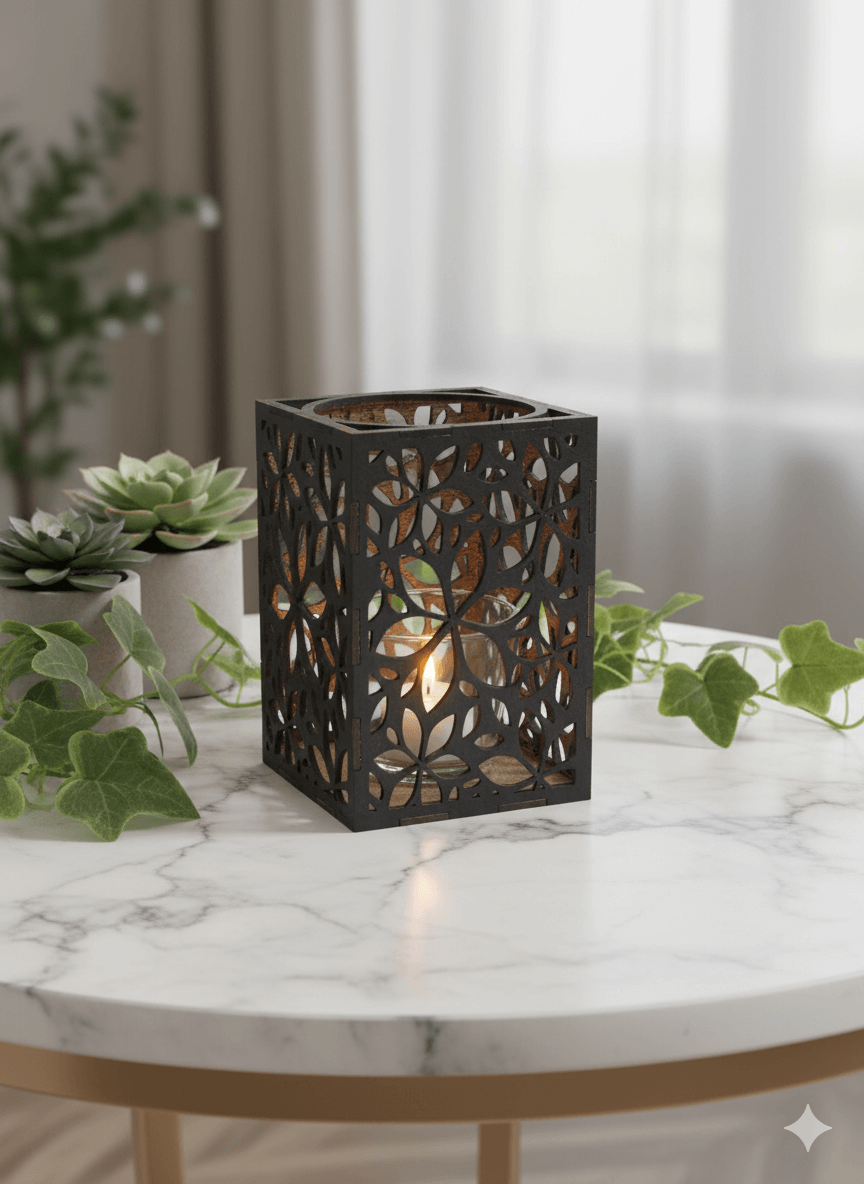 ljuslyktan Lily svart med kork